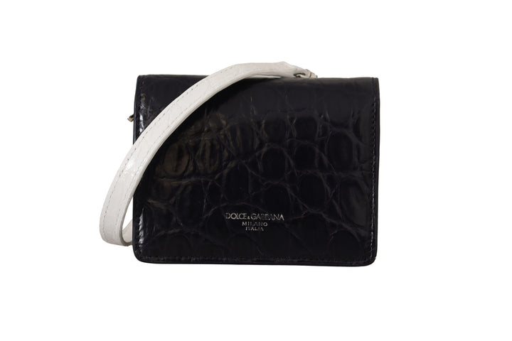 Blue Exotic Leather Wallet with Strap