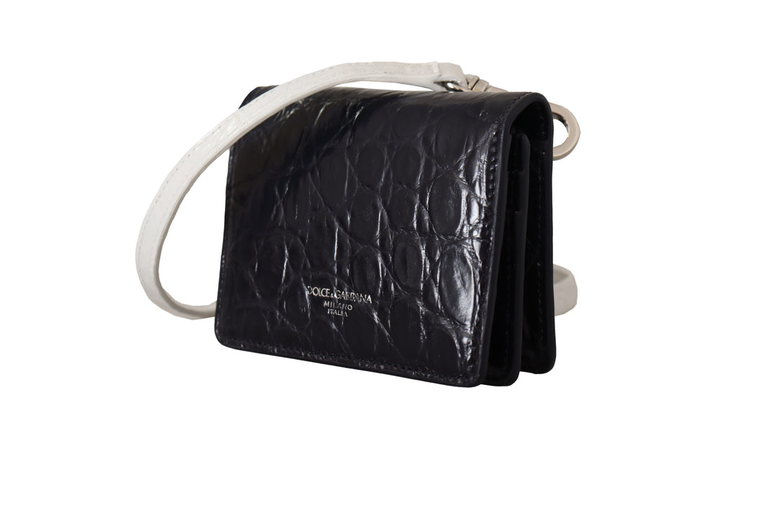 Blue Exotic Leather Wallet with Strap
