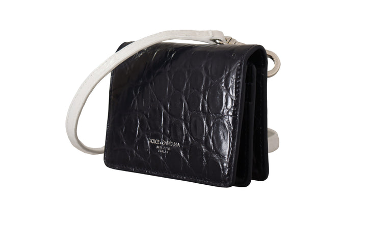 Blue Exotic Leather Wallet with Strap