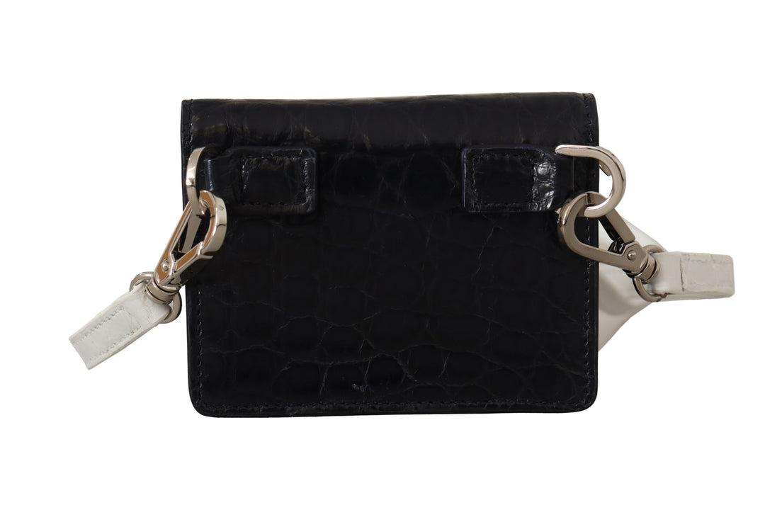 Blue Exotic Leather Wallet with Strap