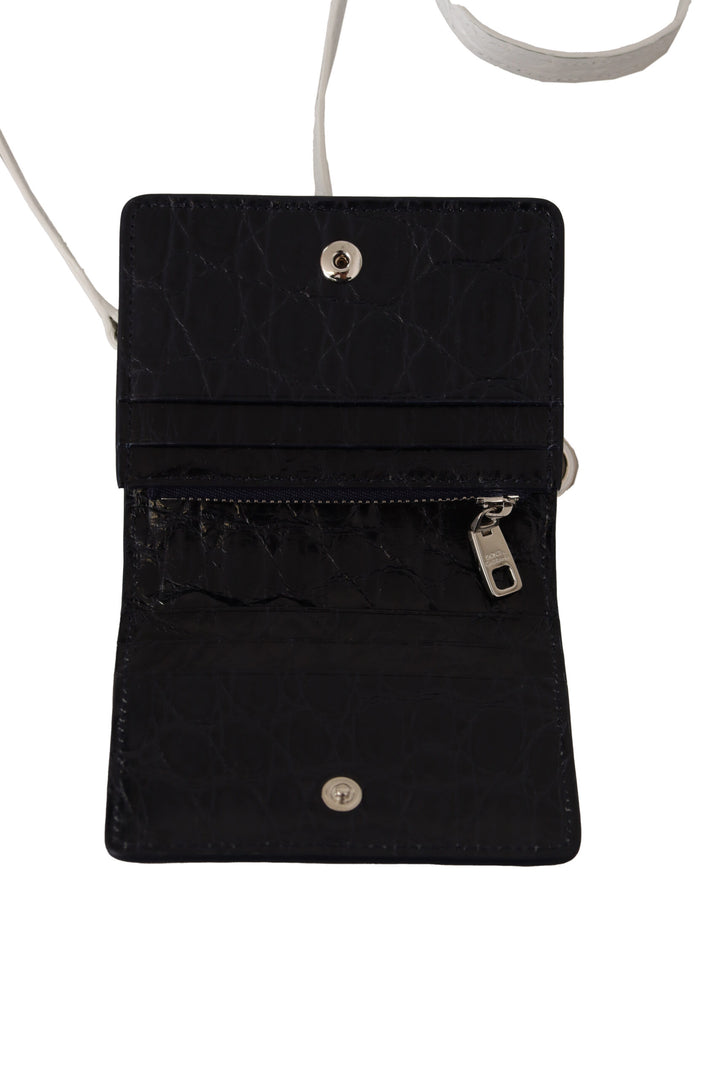 Blue Exotic Leather Wallet with Strap