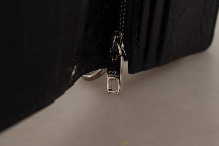 Blue Exotic Leather Wallet with Strap