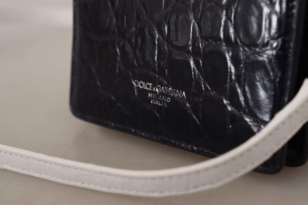 Blue Exotic Leather Wallet with Strap