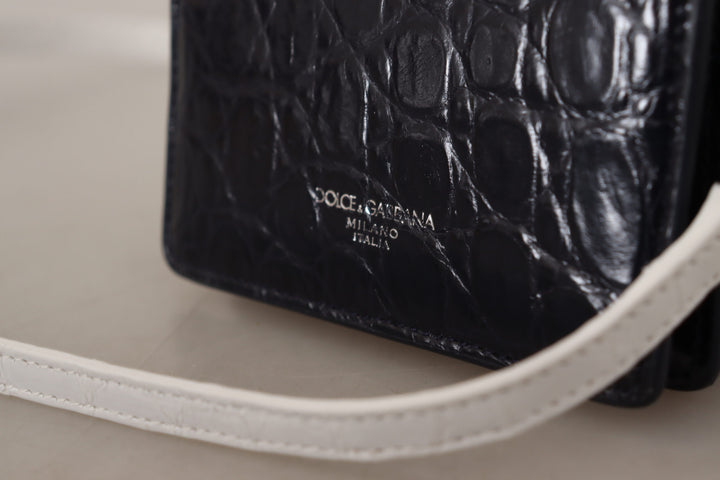 Blue Exotic Leather Wallet with Strap