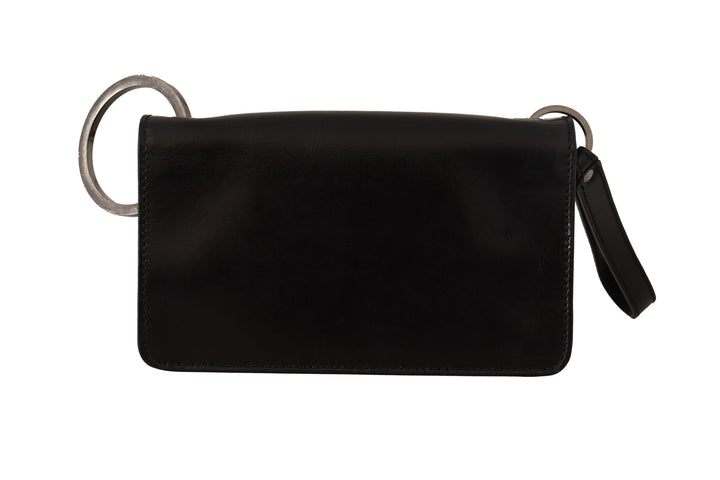 Schwarzes Lederhandtäschchen Mini Bag Card Bill Wallet