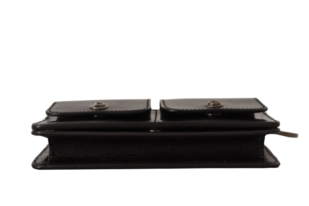 Schwarzes Lederhandtäschchen Mini Bag Card Bill Wallet