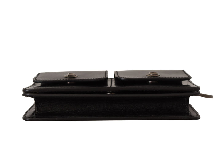 Schwarzes Lederhandtäschchen Mini Bag Card Bill Wallet