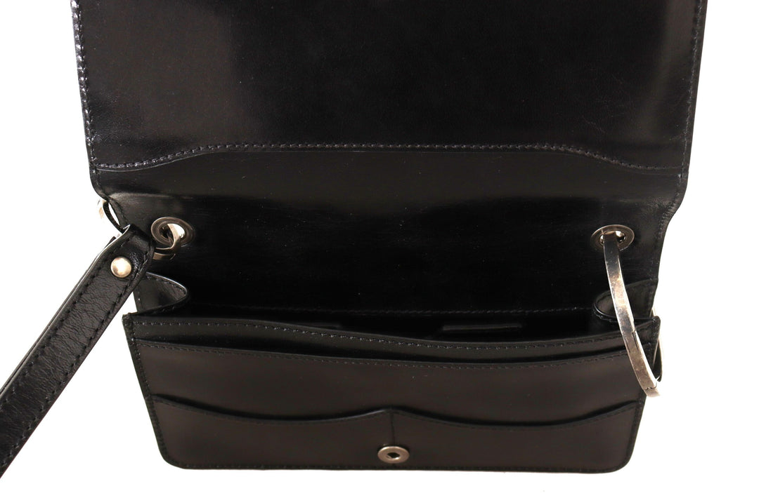 Schwarzes Lederhandtäschchen Mini Bag Card Bill Wallet