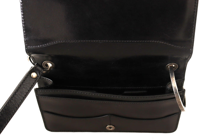 Schwarzes Lederhandtäschchen Mini Bag Card Bill Wallet