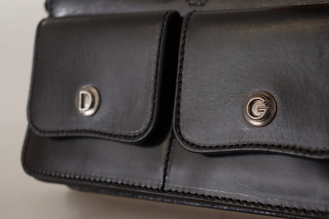 Schwarzes Lederhandtäschchen Mini Bag Card Bill Wallet