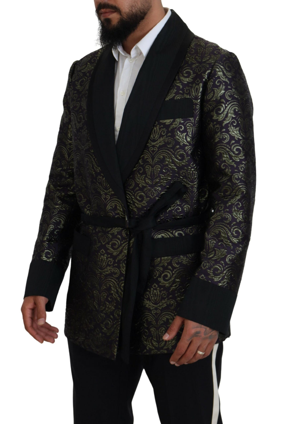 Gold Lila Barock Jacke Blazer Robe