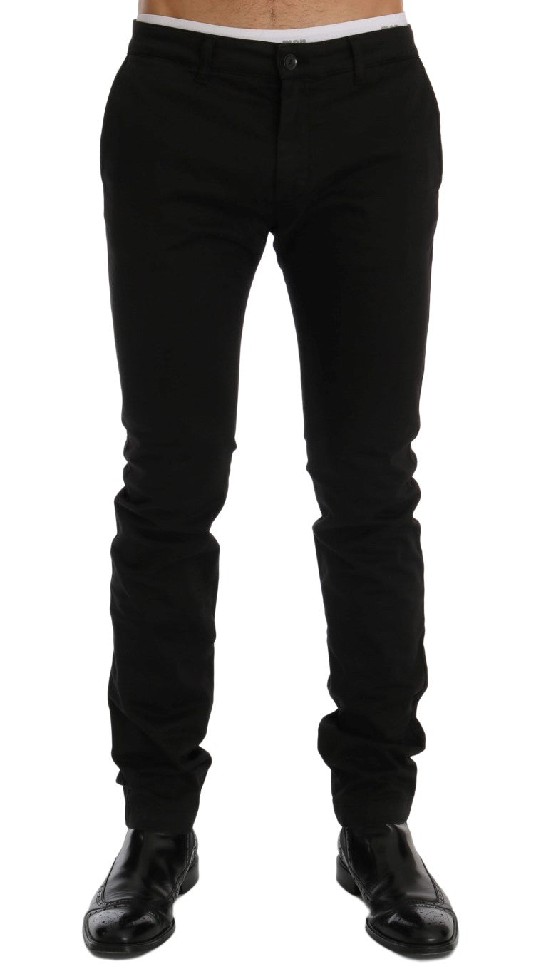 Elegante Slim Fit Hose aus schwarzer Baumwolle