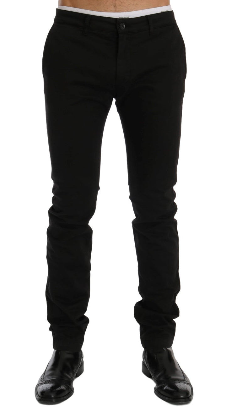 Elegante Slim Fit Hose aus schwarzer Baumwolle
