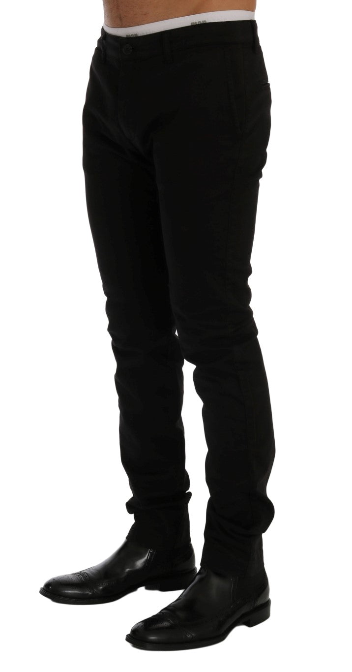 Elegante Slim Fit Hose aus schwarzer Baumwolle
