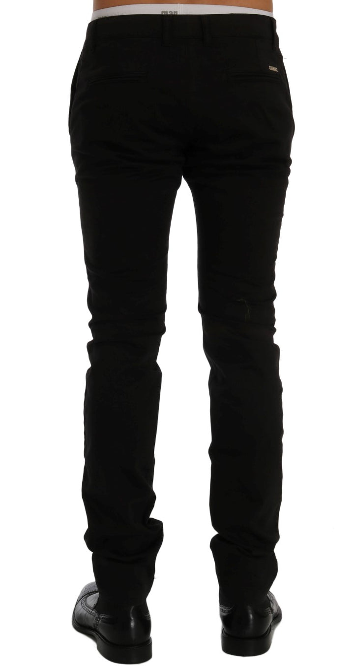 Elegante Slim Fit Hose aus schwarzer Baumwolle