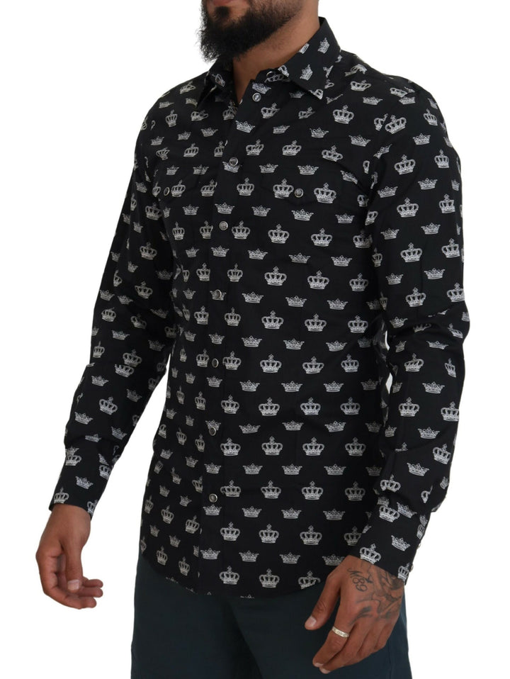 Elegant slim fit shirt with crown print