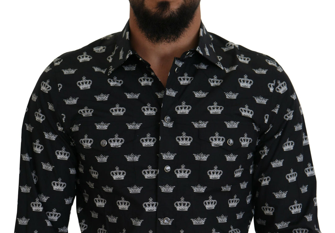 Elegant slim fit shirt with crown print