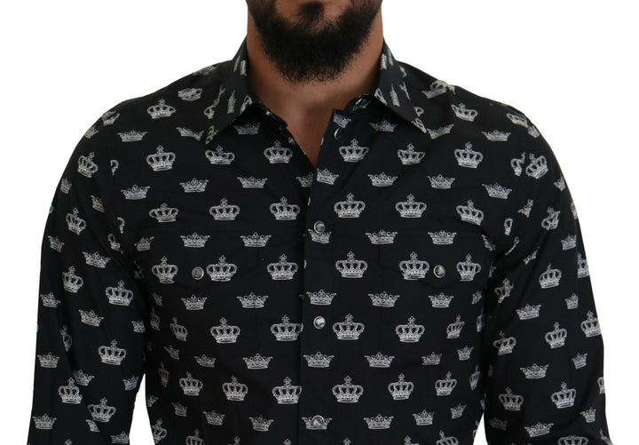 Elegant slim fit shirt with crown print