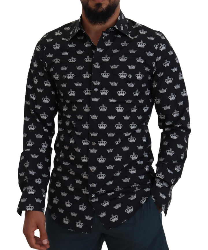 Elegant slim fit shirt with crown print