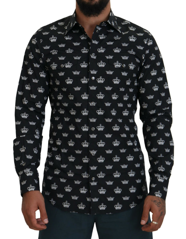 Elegant slim fit shirt with crown print
