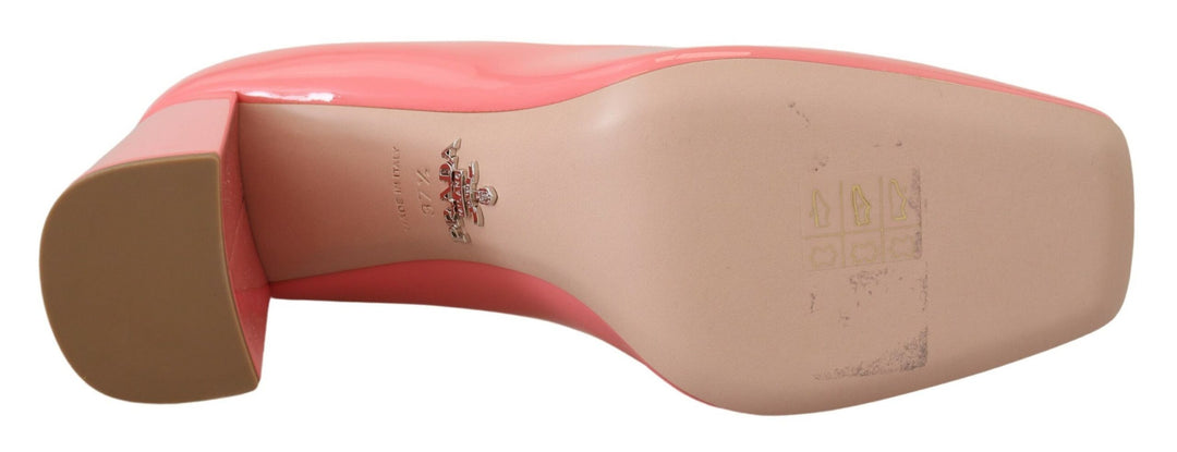 Rosa Lackleder Blockabsatz Pumps Klassisch