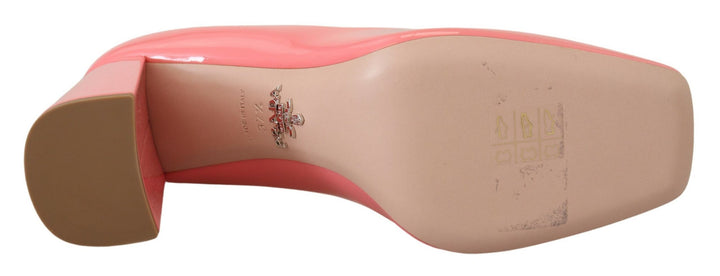 Rosa Lackleder Blockabsatz Pumps Klassisch