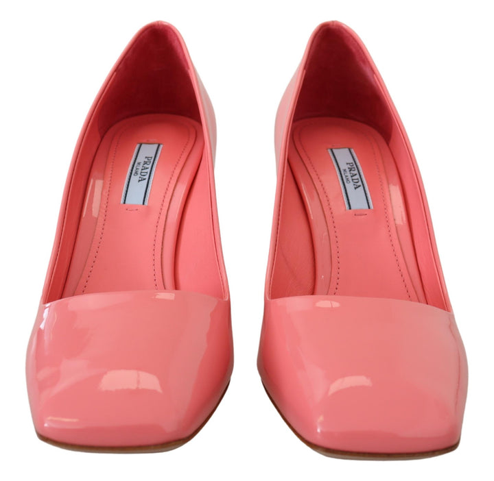 Rosa Lackleder Blockabsatz Pumps Klassisch