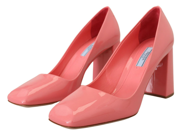 Rosa Lackleder Blockabsatz Pumps Klassisch