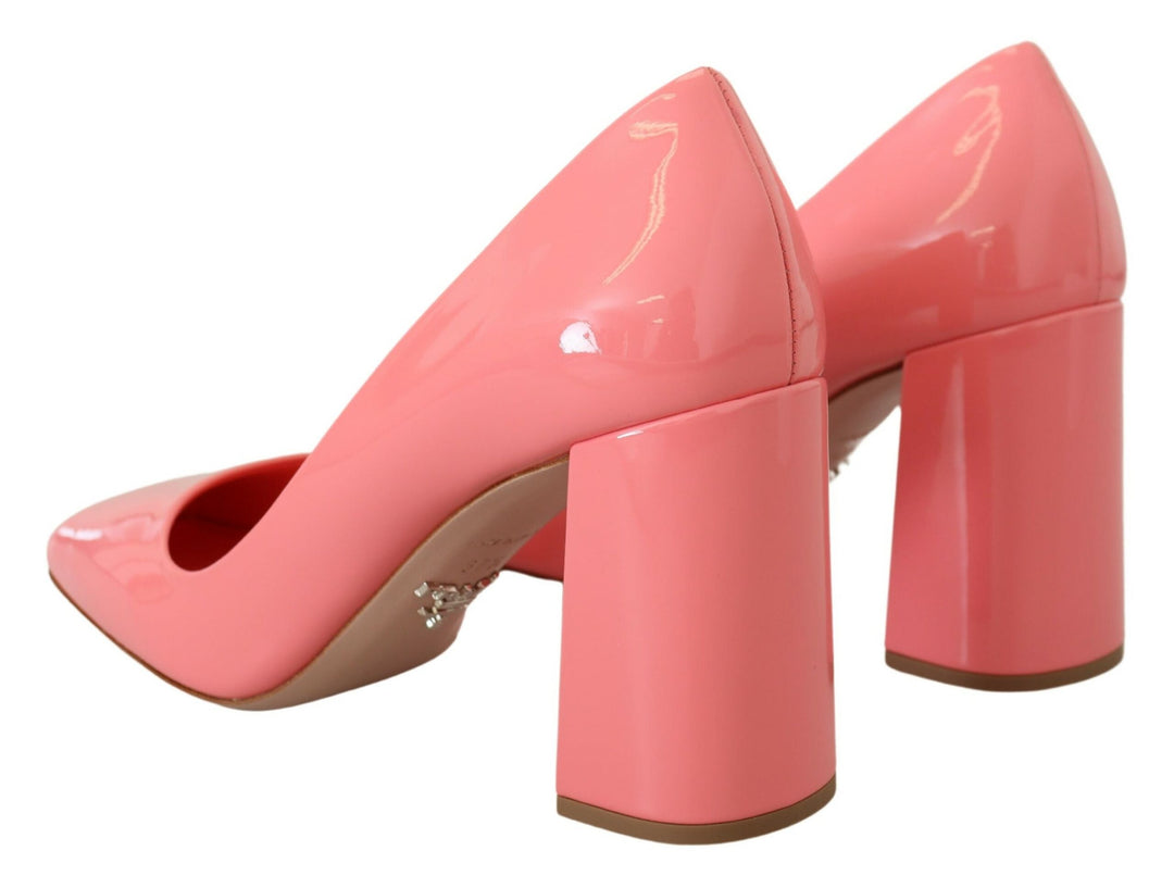 Rosa Lackleder Blockabsatz Pumps Klassisch
