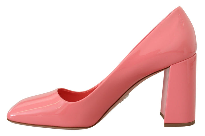 Rosa Lackleder Blockabsatz Pumps Klassisch