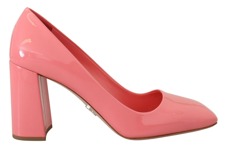 Rosa Lackleder Blockabsatz Pumps Klassisch