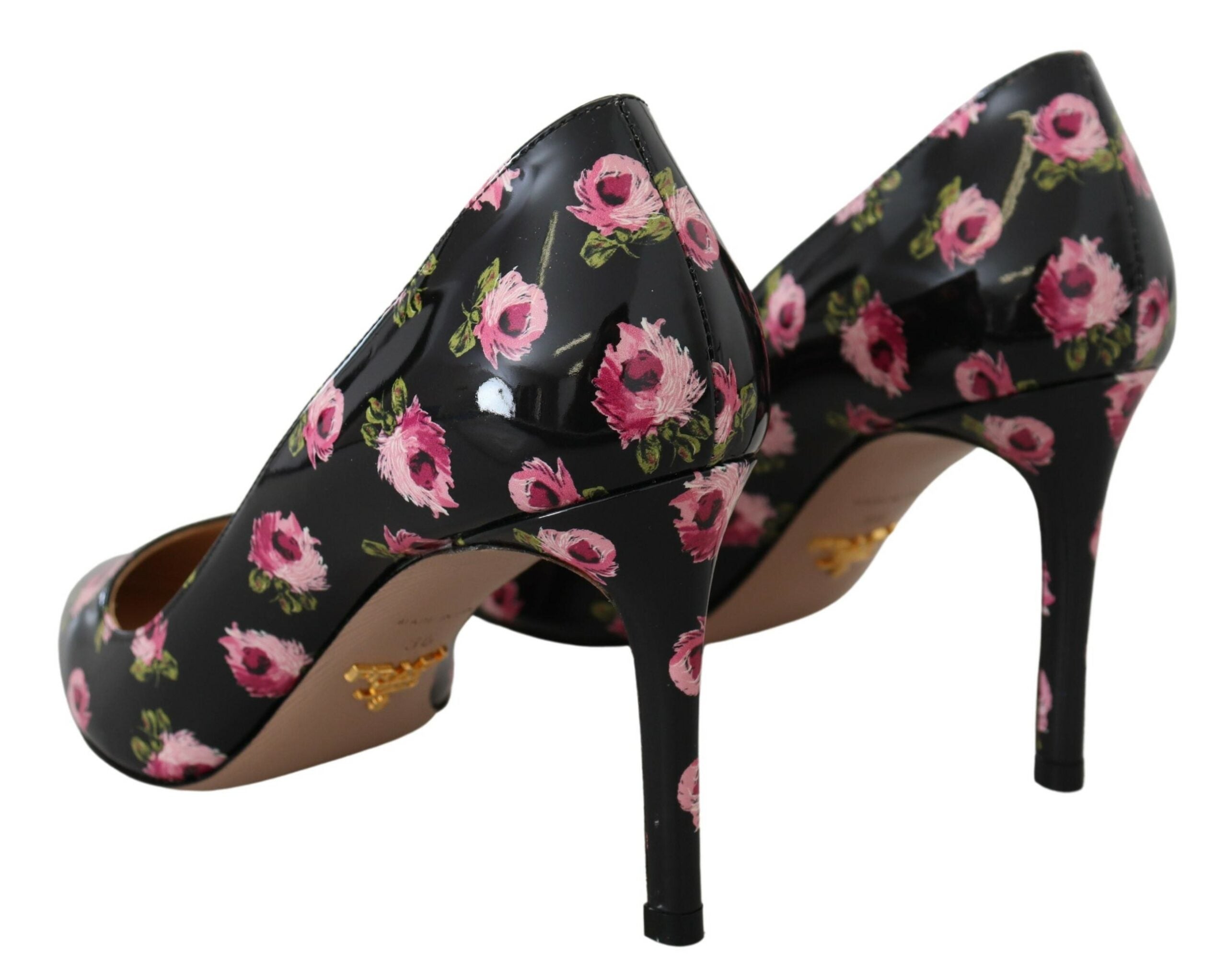 Elegant leather pumps with floral print
