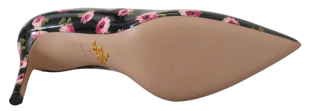 Elegant leather pumps with floral print