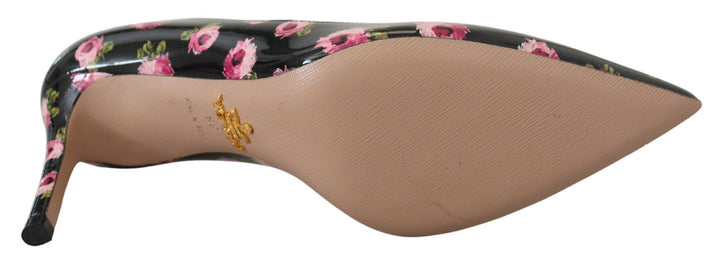 Elegant leather pumps with floral print