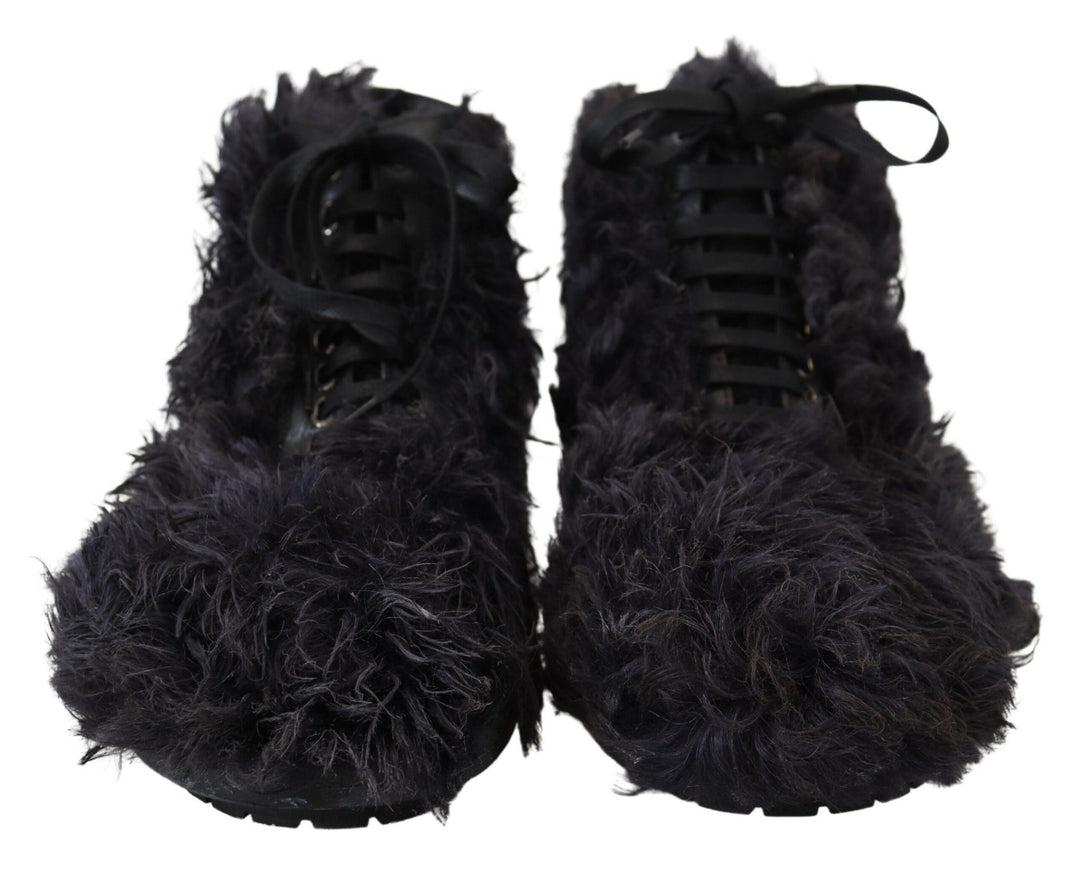 Dolce & Gabbana Schwarze Leder-Shearling-Stiefel