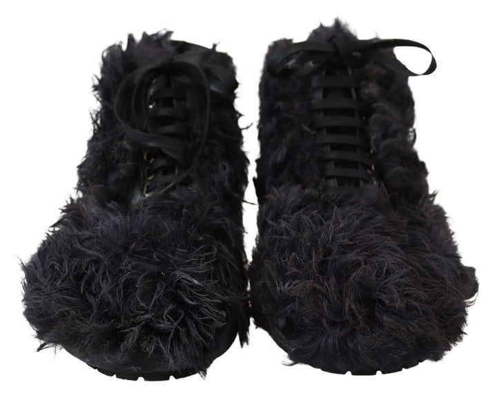 Dolce & Gabbana Schwarze Leder-Shearling-Stiefel