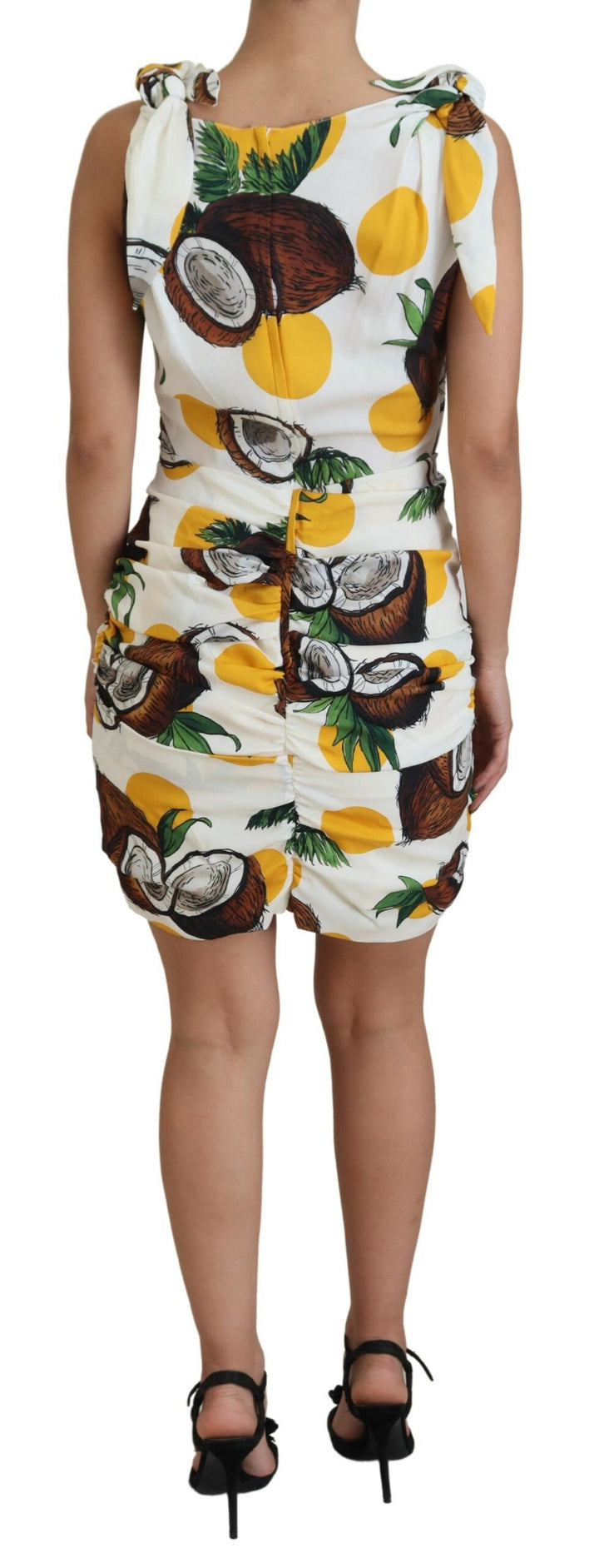 Weißes Kokosnuss-Print-Mini-Seidenkleid