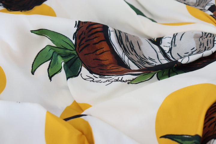 Weißes Kokosnuss-Print-Mini-Seidenkleid
