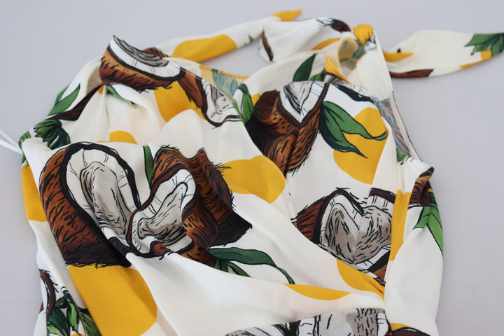 Weißes Kokosnuss-Print-Mini-Seidenkleid