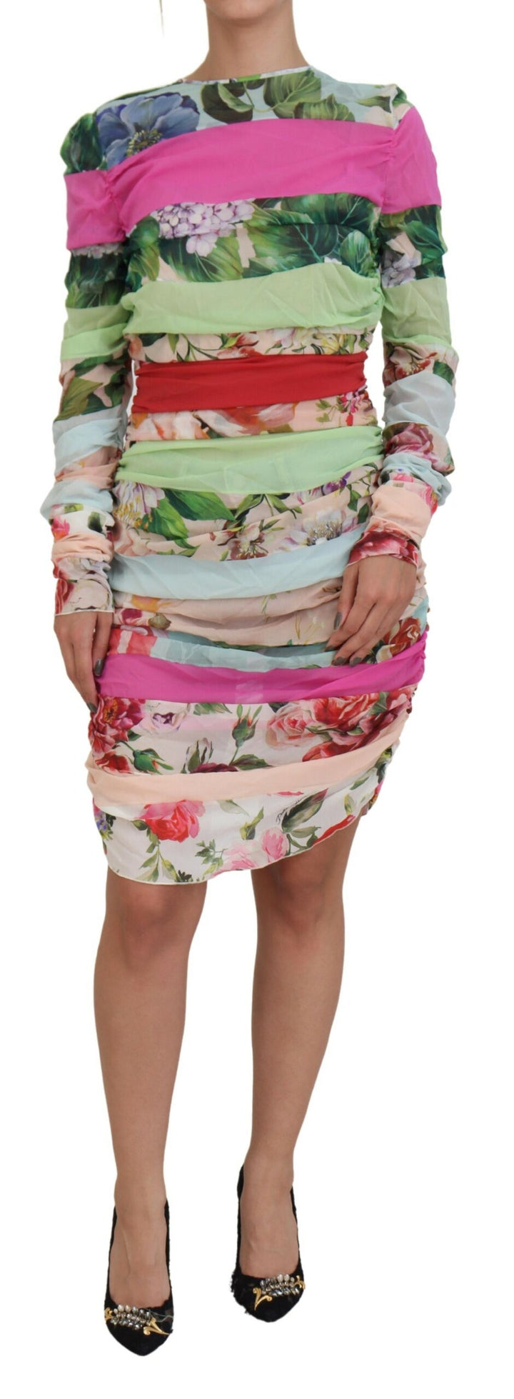 Floral silk sheath dress