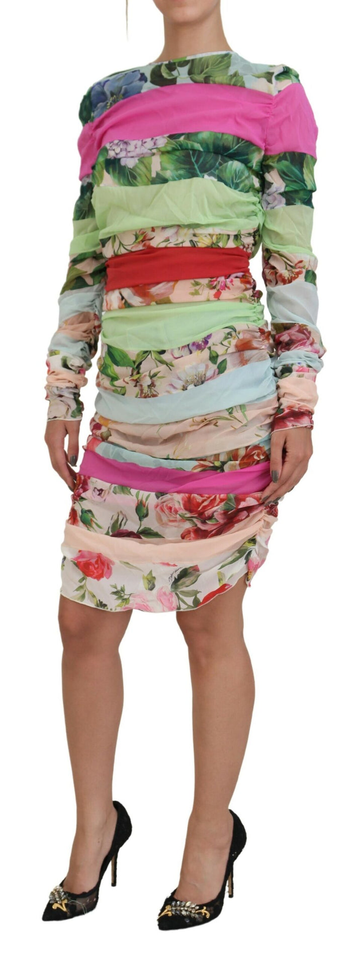 Floral silk sheath dress