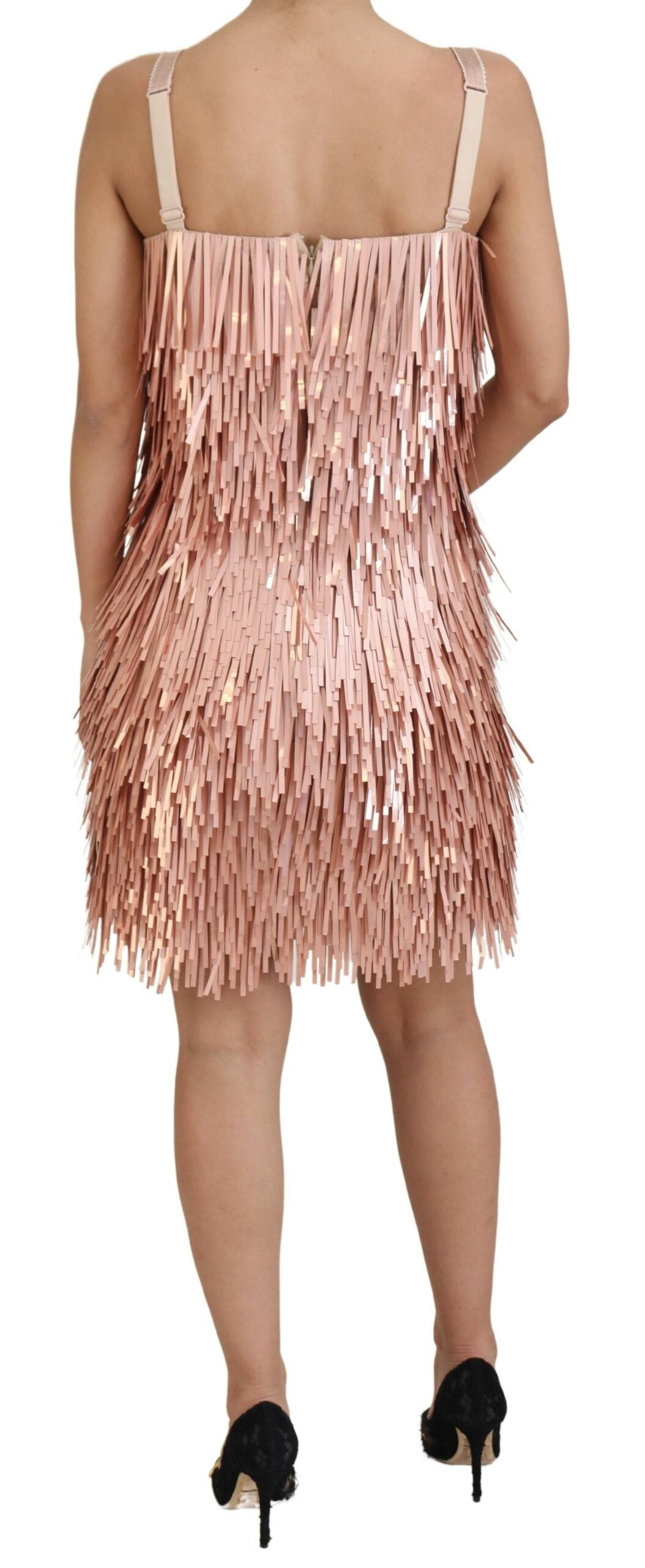 Elegant pink A-line tinsel dress