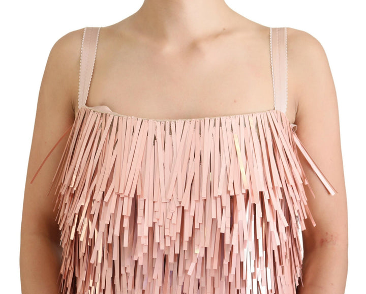 Elegant pink A-line tinsel dress