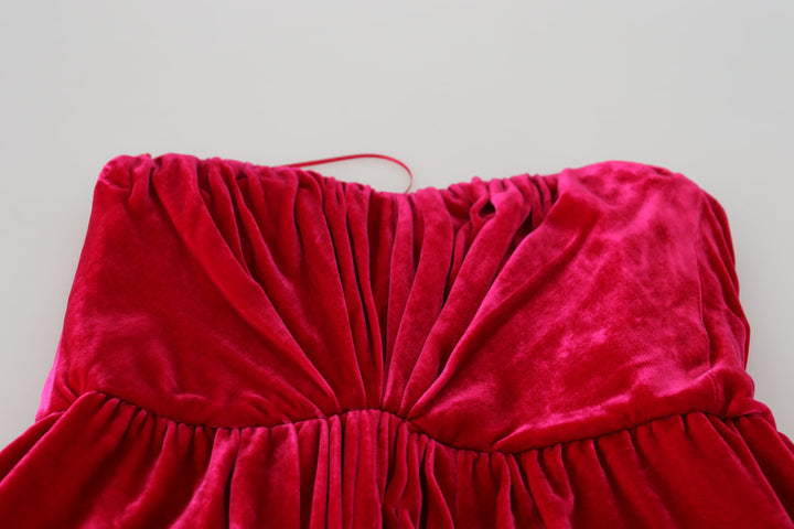 Charming strapless midi dress in dark pink
