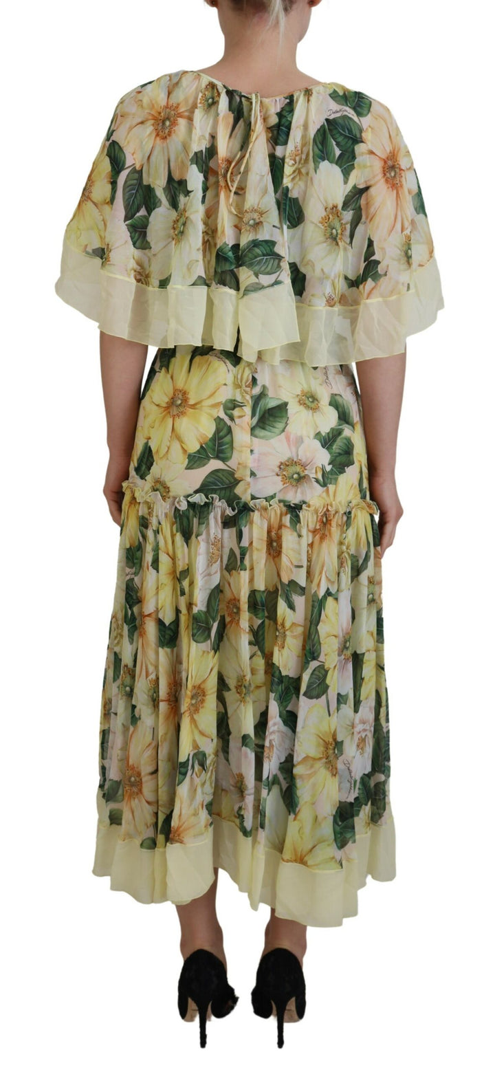 Elegant floral silk maxi dress