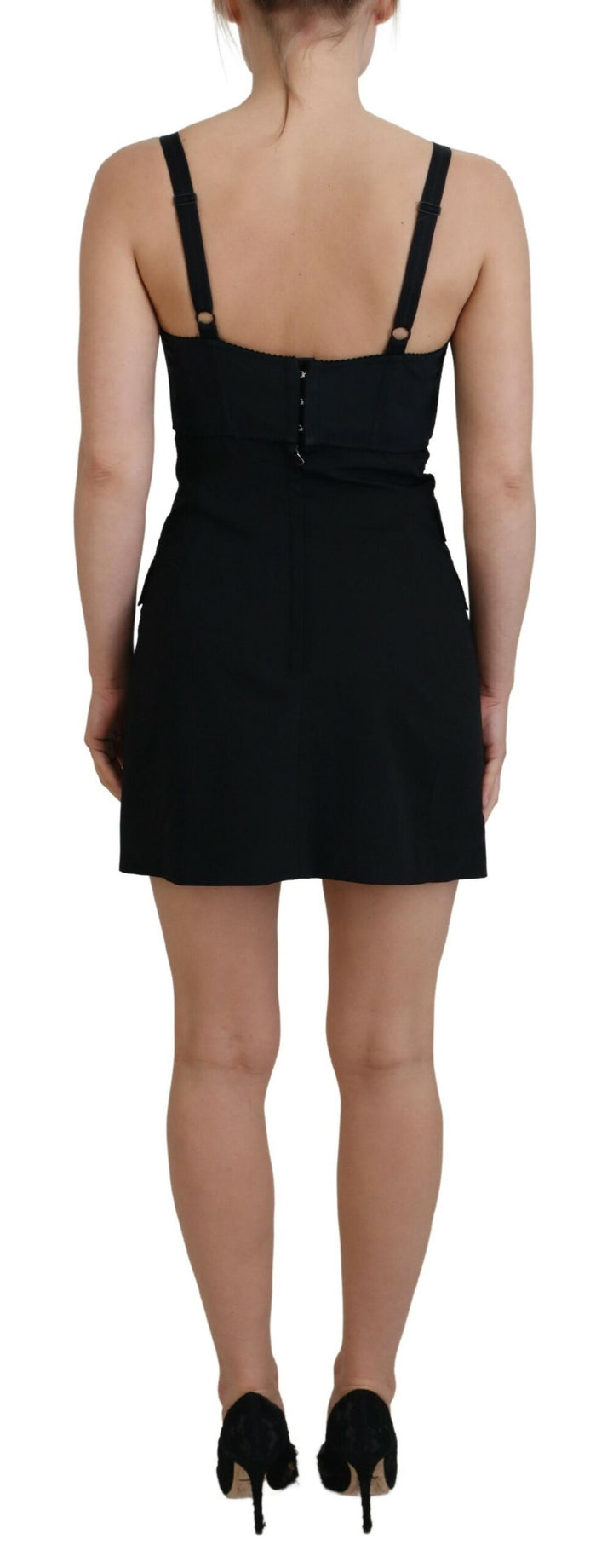 Schwarzes Stretch-Minikleid aus Wolle in Passform