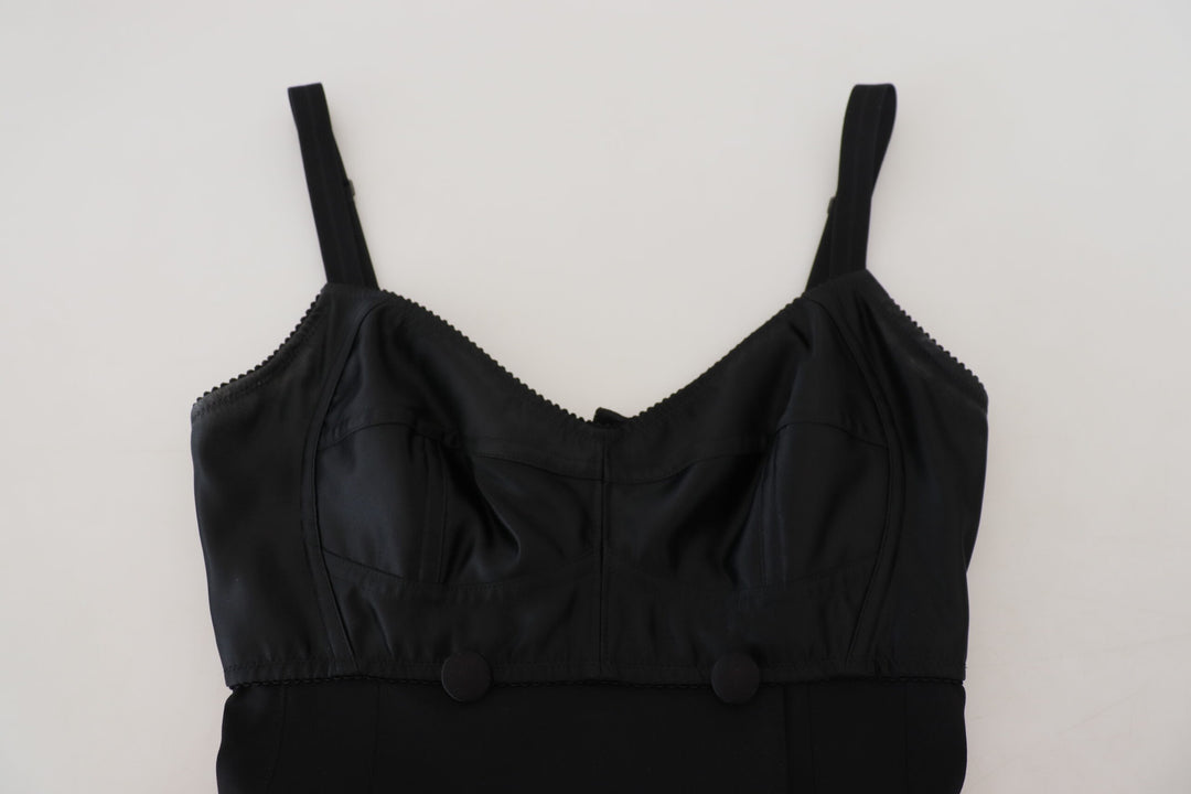 Schwarzes Stretch-Minikleid aus Wolle in Passform