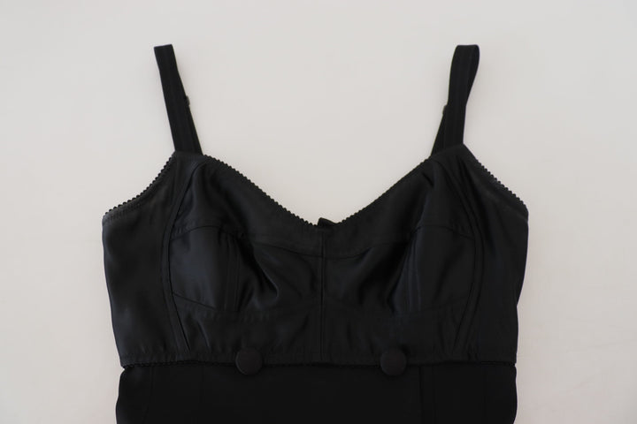 Schwarzes Stretch-Minikleid aus Wolle in Passform