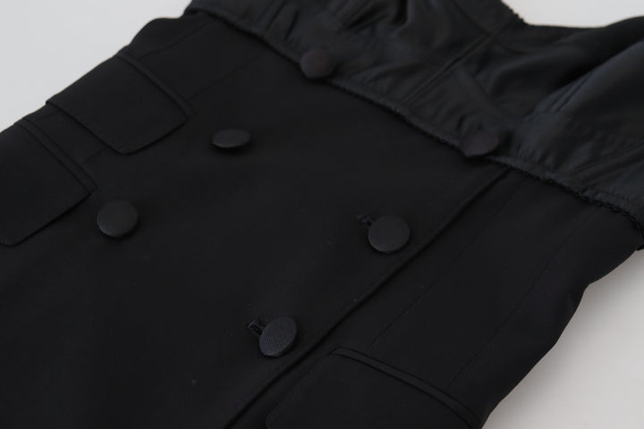 Schwarzes Stretch-Minikleid aus Wolle in Passform