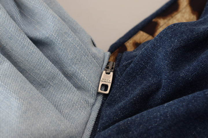 Zweifarbiges blaues Patchwork-Denim-Minikleid